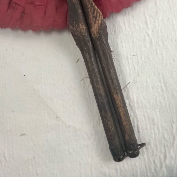 Victorian Mourning Fan Fans Lot of 3 colorful Black Red Gothic handheld - Picture 8 of 16